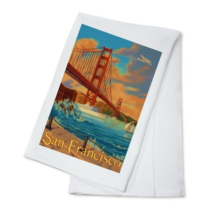 San Francisco, California - Golden Gate Bridge - Lantern Press Artwork (100% Cotton Kitchen (Best Deep Dish Pizza In San Francisco)