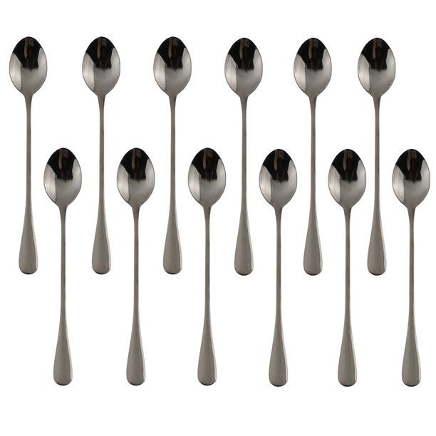 Black Long Handle Spoon, MDEALY 7.5” Stainless Steel Ellipse Style