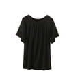 thumbnail image 2 of Favoffer Women Trendy Tops Short Sleeve Round Neck Ruffle Solid Modal Comfy Cute Casual Blouses Summer Tees Dating Holiday Daily, 2 of 5
