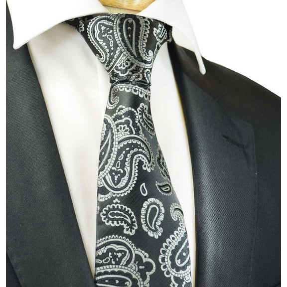 Fashionable Black and Grey Paisley Men's Ties