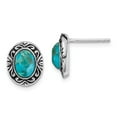 thumbnail image 1 of 925 Sterling Silver Rhodium/Oxidized With Recon. Turquoise Post Earrings; for Adults and Teens; for Women and Men, 1 of 3