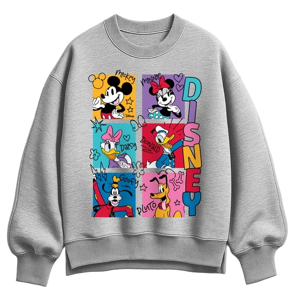 Disney - Mickey And Friends Yearbook - Women's Oversized Fleece Crew Sweatshirt