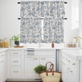 thumbnail image 3 of Farmhouse Blue Floral Kitchen Curtains Valances and Tiers Set of 3 Linen Boho Flower Rustic Country Tier Curtains and Valance with Rod Pocket for Small Windows, 27.5"x36", 3 of 9