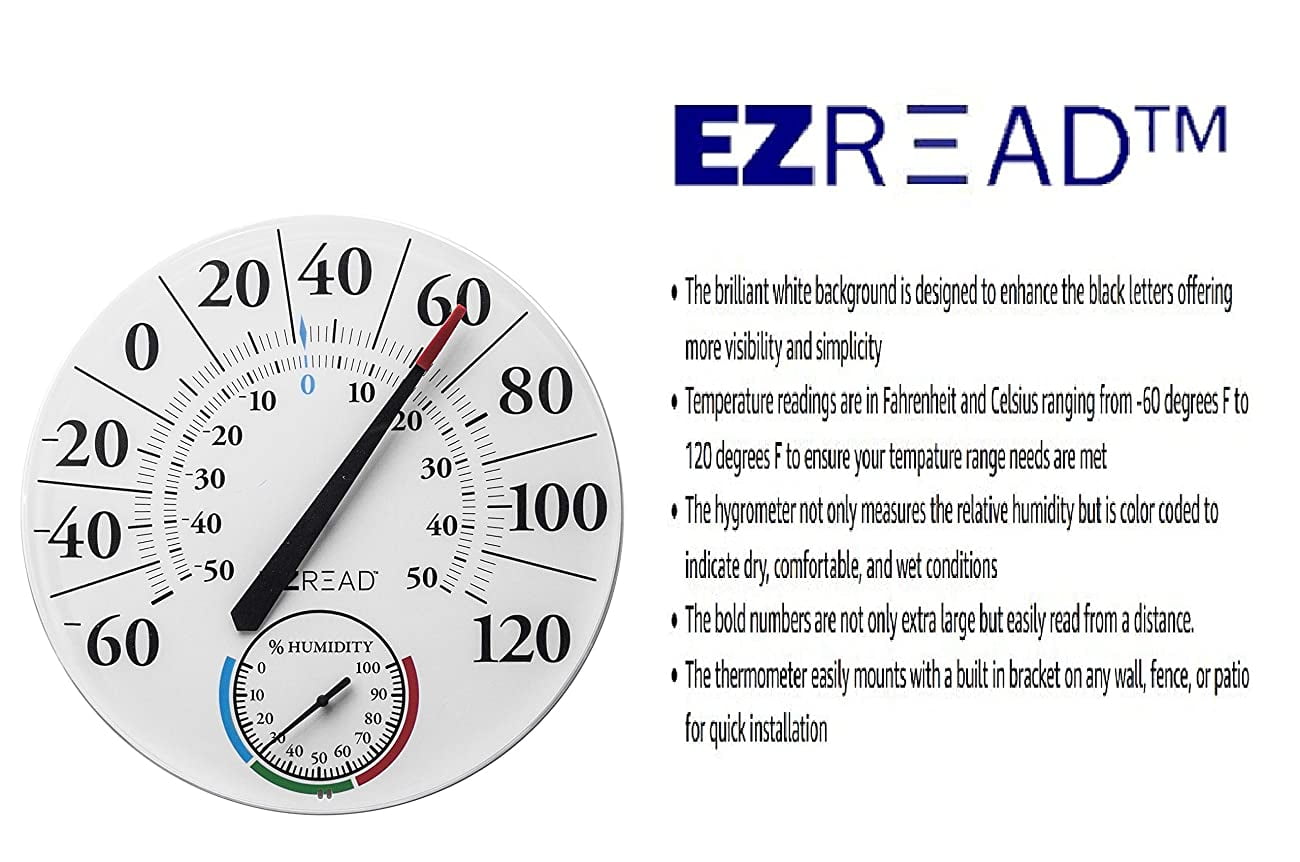 Ez Read 12in Thermometer With Hygrometer