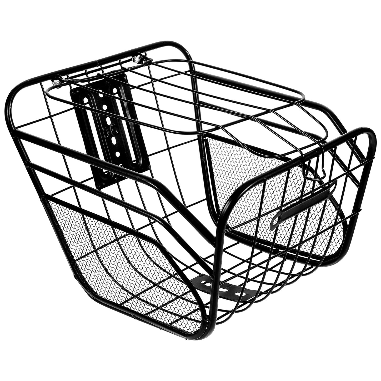 Supvox Sturdy Black Metal Bike Basket Front Handlebar Mount Detachable for Convenient Cycling