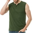 thumbnail image 3 of IYTR Summer Vest for Men Sports Button Crewneck Solid Color Summer Sleeveless Tank Tops Vest Button Tees Shirts Army Green XXL, 3 of 7
