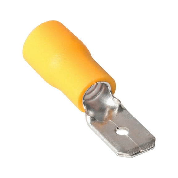 100x 6.3mm Yellow Insulated male Spade Terminal Electrical Crimp Wire Connectors