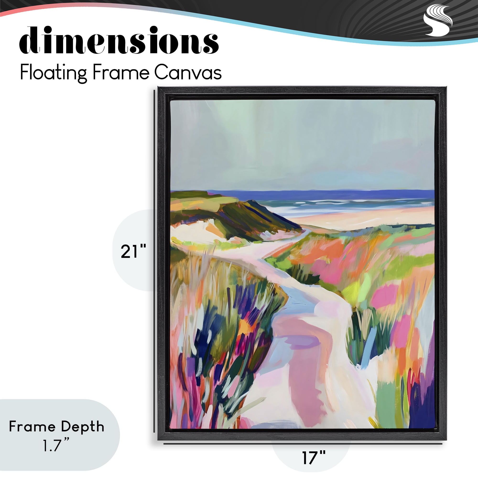 Stupell Industries Pathway Through Pastel Sand Dunes Black Framed Floater Canvas Wall Art, design by The Prints Vibe