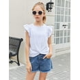 thumbnail image 4 of Arshiner Girls Leopard Shirts Ruffle Short Sleeve Leopard Print Tops For Girls Loose Round Neck Summer T Shirts For Kids Size 10 120 Off-white, 4 of 8