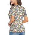 thumbnail image 3 of Vsdgher Paisley Floral 5 Women Shirts V Neck Short Sleeve Tops T-Shirt Basic Tees, S to 3XLX-Large, 3 of 5