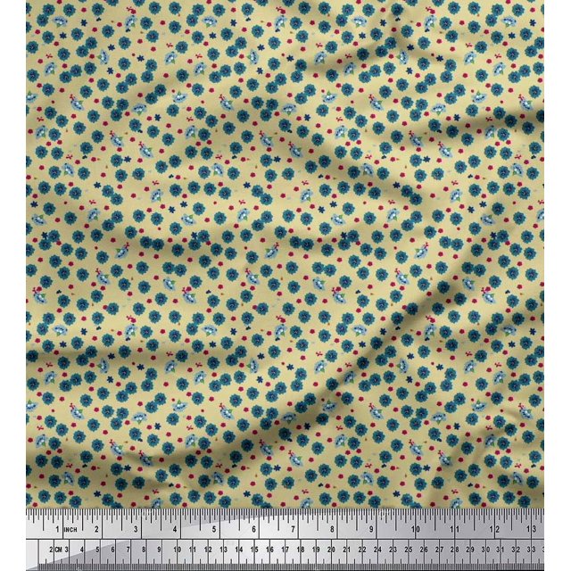 Soimoi Poly Georgette Fabric Flower Artistic Print Fabric by Yard 52 Inch Wide