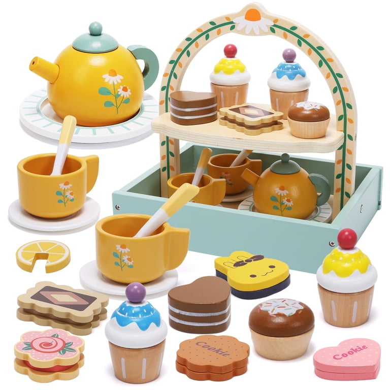JoyStone Wooden Tea Party Set with Cupcake Stand, 19 Pieces photo 7