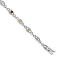thumbnail image 5 of 925 Sterling Silver 7inch Rhod Plated Multi-Color Gemstone Link Bracelet, 5 of 7