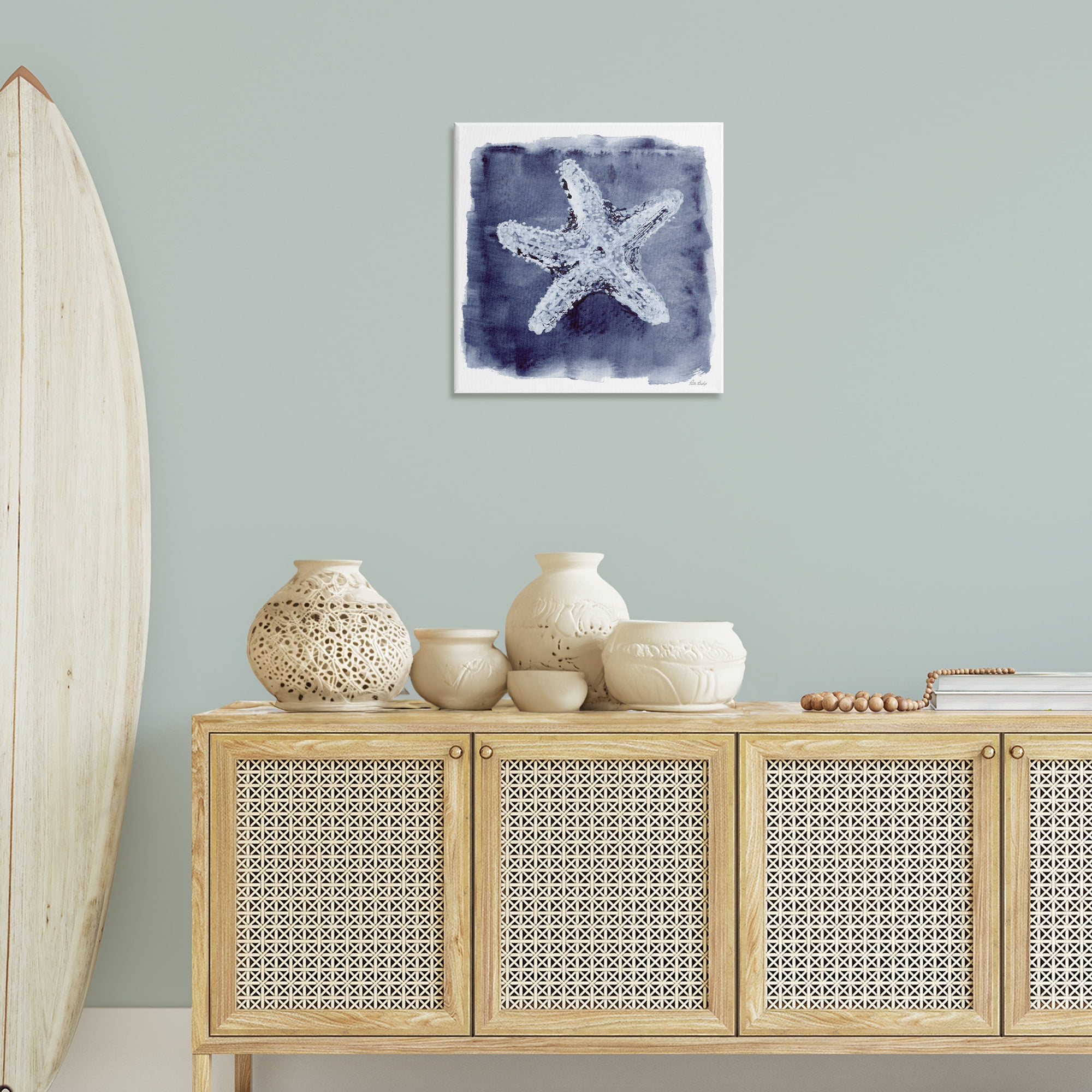 Stupell Industries Starfish Blue Impression Animals Painting Wrapped Canvas Art Print Wall Art, 24 x 24