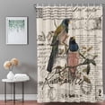 Bathroom Shower Curtain Colorful Bird Leaves Tree Branch Waterproof ...