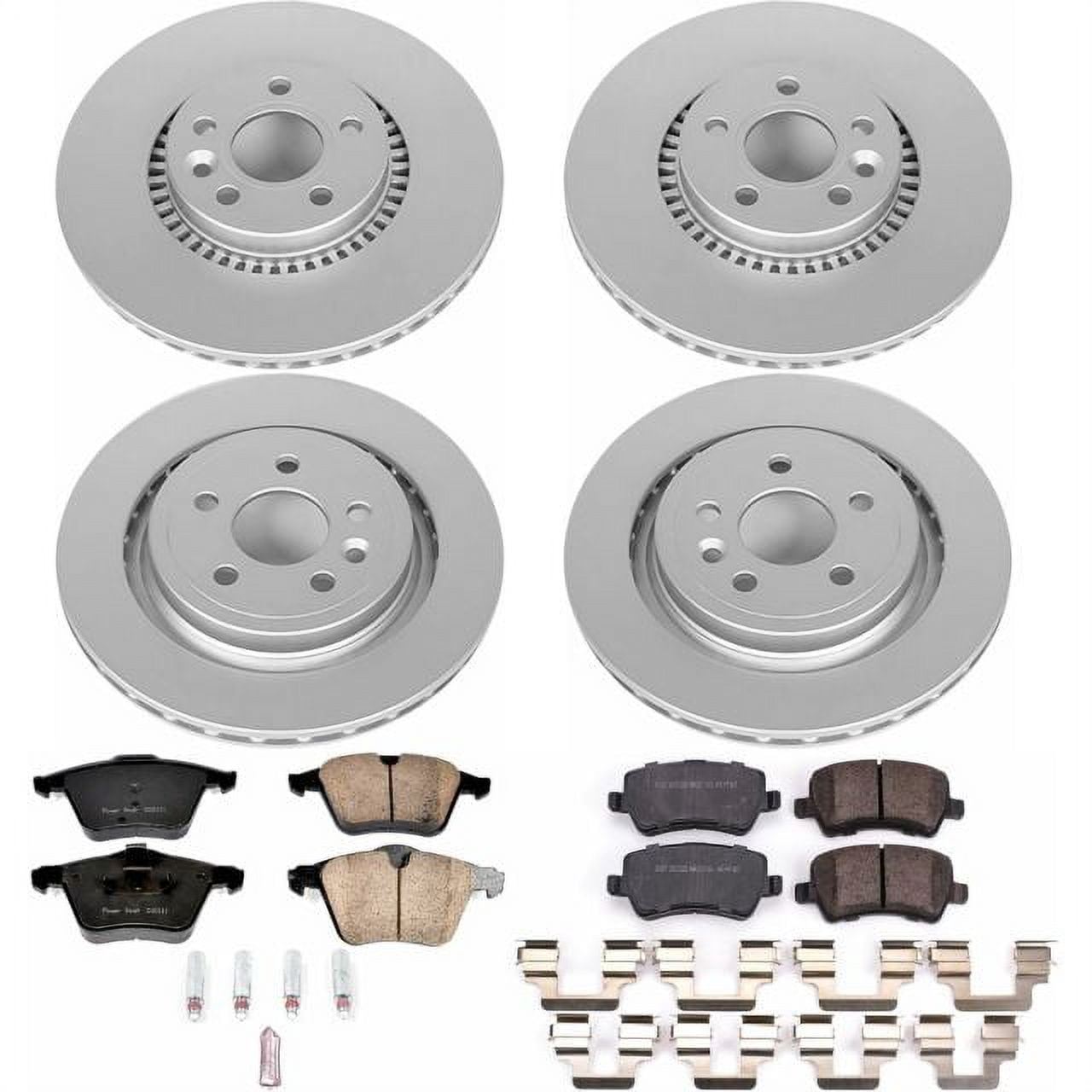 PowerStop Front and Rear Geomet Coated Brake Rotor and Pad Kit Fits: VOLVO Select Models CRK7637