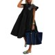 thumbnail image 1 of Vestido Camisero Fruncido Vestido informal de línea A para mujer, dobladillo grande, elegante, color sólido, ropa de playa de verano Ygjytge Xl Negro para Mujer, 1 of 9