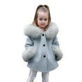 thumbnail image 3 of Vedolay Coat for Girls Long Sleeve Jacket Kids Plush Outerwear Warm Clothes Light Blue,100, 3 of 5