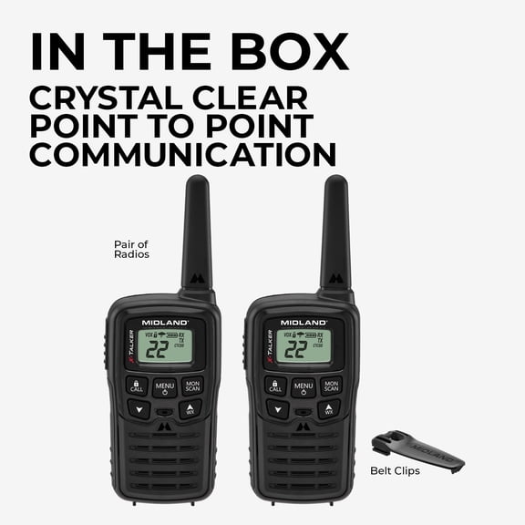 MIDLAND RADIO T10 Portable Two Way Radio,0.5W,20 mi. G4700626