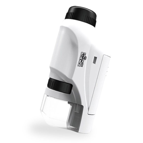 Langgg 60X-120X Kid Microscope Zoom Lens Teens Pocket Magnifying Glass Handheld Boys Girls Birthday Children Science Toy Equipment White
