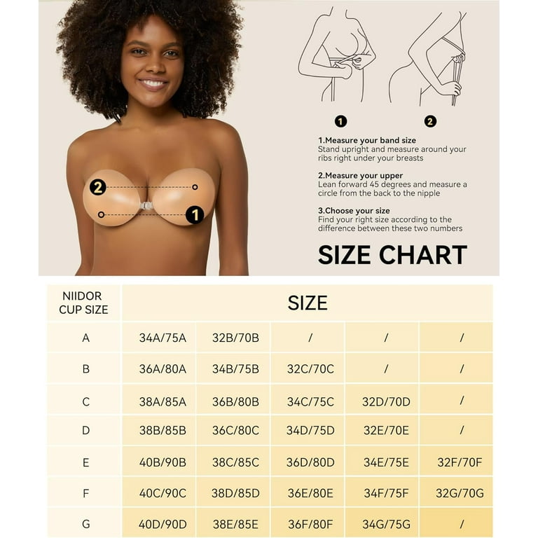 Niidor Adhesive Bra Strapless Sticky Invisible Push up Silicone Bra for  Backl for sale online