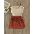 thumbnail image 2 of Toddler Girls Sleeveless Round Neck RIbbed Top + Bow Belted Skirt 2 Piece Outfits Set 1-5 Years, 2 of 9