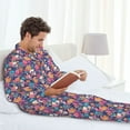 thumbnail image 6 of Salouo colorful Skull flower daisy Print Button-Front Long Sleeve Pajama Set for Men, Soft 2Pjs Men's Long Sleeve Sleepwear-Large, 6 of 7
