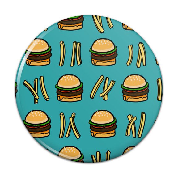 Hamburger and French Fries Pattern Pinback Button Pin