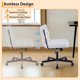 thumbnail image 3 of QinaQin Silla de escritorio afelpada color beige, sin brazos y con base giratoria tipo criss cross, capacidad de 300 lb, ideal para home office o tocador, 3 of 8