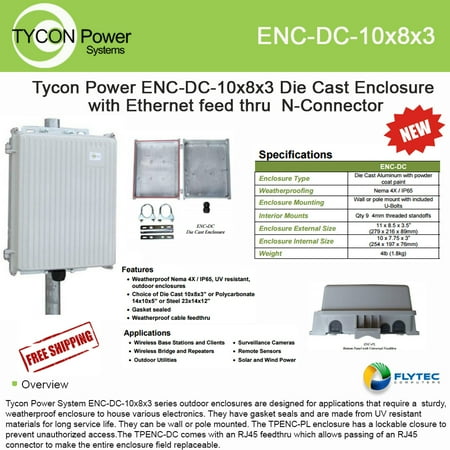 Tycon Power System ENC-DC-10x8x3 Die Cast Aluminum Outdoor Enclosure