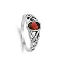 thumbnail image 4 of CHOOSE YOUR COLOR Oval Simulated Garnet Celtic Knot Ring .925 Sterling Silver Band Red CZ Female Size 9, 4 of 4
