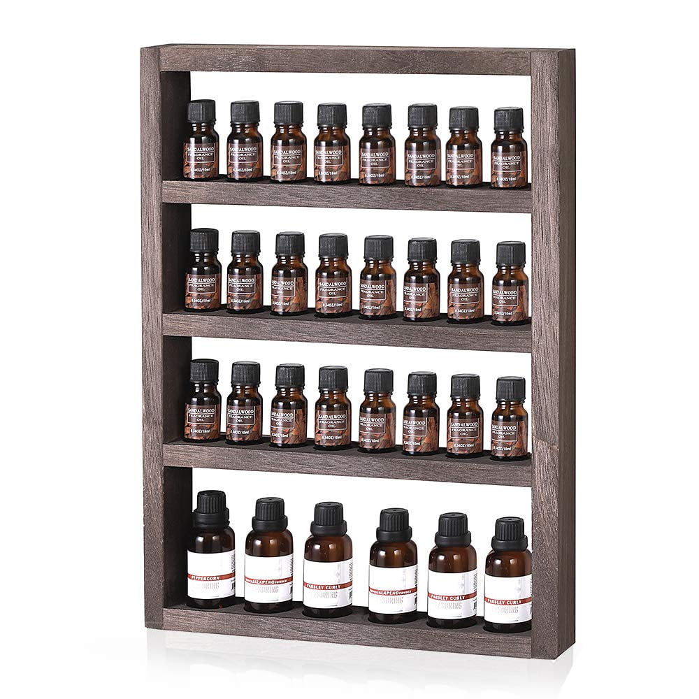 Essential Oil Storage, Wall Mounted Wooden Display Shelf Rack for