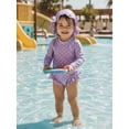 thumbnail image 3 of BemeyourBBs Toddler Baby Girls One Piece Swimsuit Infant Girls Bathing Suit Long Sleeve Polka Dot Zipper Swimwear Rash Guard with Hat Set UPF 50+ Summer Beach Wear, 3 of 9