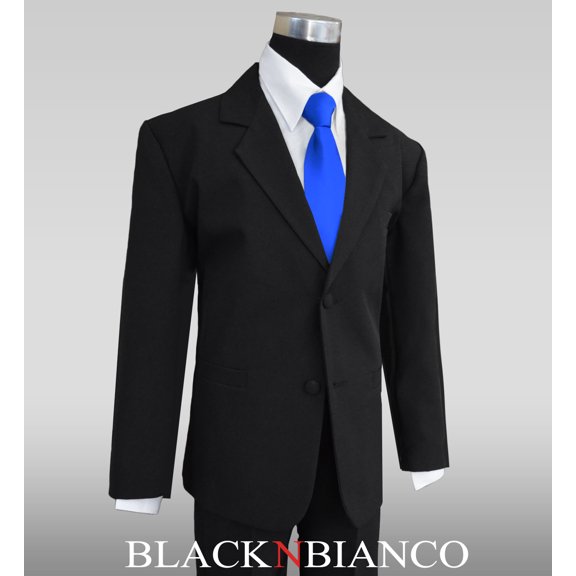 Big Boys Suits in Black with Royal Blue Neck Tie