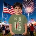thumbnail image 4 of Bainana Boys Patriotic T Shirts Toddler USA Flag Print Short Sleeve Crew Neck Tops Teen Boys 4th Of July Breathable Celebrate 250 Years Anniversary Graphic Tees Army Green Size 2-3 Years, 4 of 4
