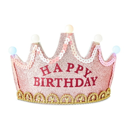 Pink Glitter Light-Up Happy Birthday Tiara by Way To Celebrate