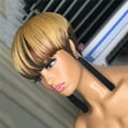 thumbnail image 5 of Short Human Hair Pixie Cut Wigs with Bangs Black and Blonde Wigs Straight 150% Density, 5 of 6