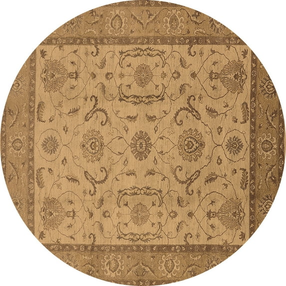 Ahgly Company Indoor Round Oriental Brown Traditional Area Rugs, 5' Round