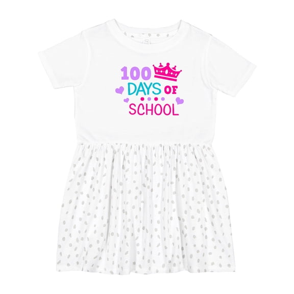 Inktastic 100 Days of School in Pink and Purple with Crown Girls Toddler Dress