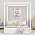 thumbnail image 2 of Euroco Pine Wood Queen Size Canopy Bed, Low Profile Platform Bed with Support Legs for Adults, White, 2 of 9