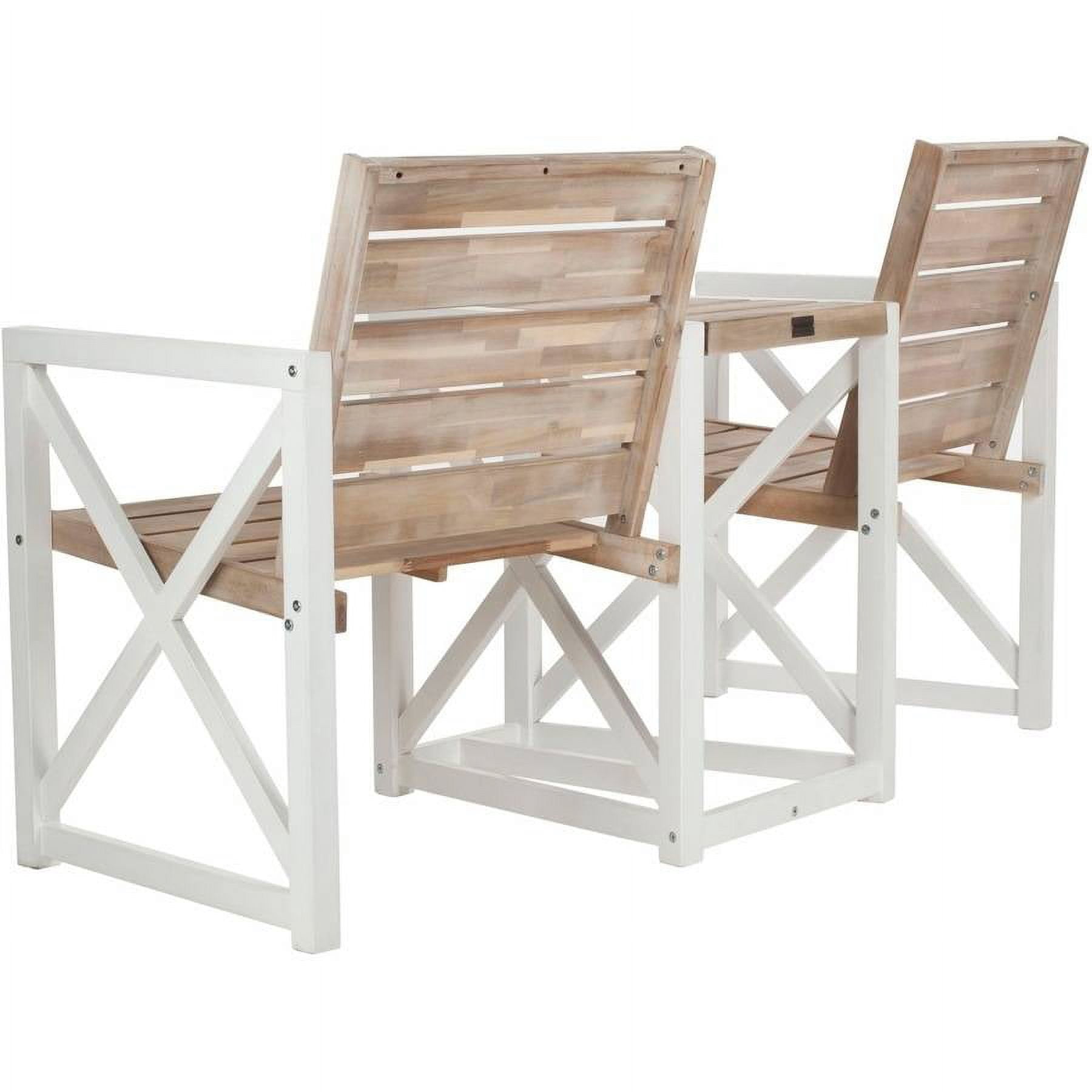 SAFAVIEH Jovanna Outdoor Patio 2 Seat Bench with Table, White/Oak