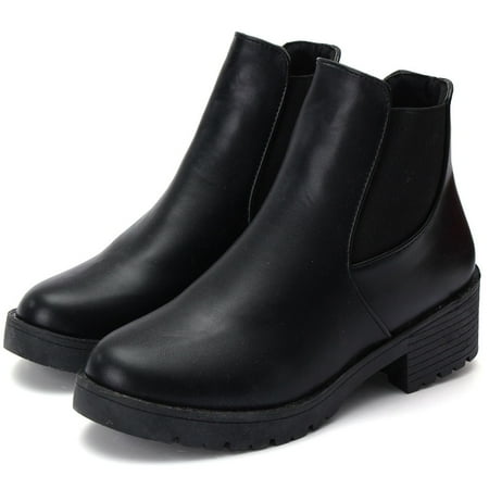 Book Paddle To The Sea New 2019 Women Autumn Winter Fashion Faux Leather Shoes Causal Chel sea Ankle Boots Chunky Block Heel Slip Pumps Shoes for Female Ladies Size37-40/6-8 ()