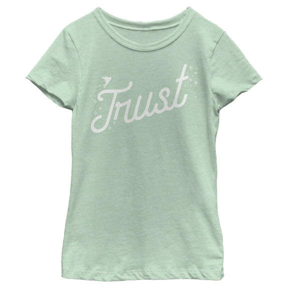 Girl's Peter Pan Tinker Bell Trust Graphic Tee Mint Large