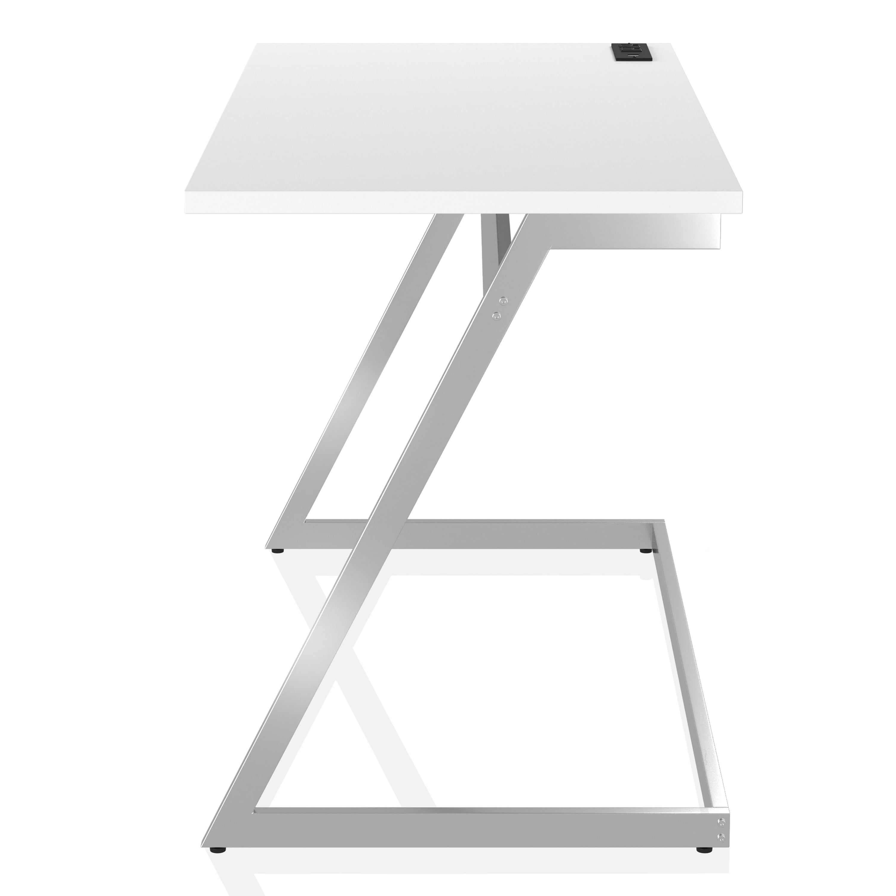 Furniture of America Harper Metal 47-in Writing Desk with USB, White