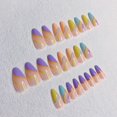 thumbnail image 2 of 24 piezas de uñas postizas de tamaño mediano con pegamento de almendra, uñas postizas con pegamento, uñas acrílicas para mujeres y niñas (remolino colorido), 2 of 6