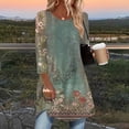 thumbnail image 2 of Women's Blouses Shirts Summer 3/4 Sleeve Long Tops With Curved Bottom Tops Work Tunic Party Going Out Dressy, 2 of 6