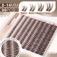 thumbnail image 2 of Brown Eyelash Clusters 8-14mm Mix, Short Wispy Natural Individual Lash Extensions, CC Curl Dark Brown Cluster Lashes, 99 Pcs DIY At-Home Lash Extension Pack for Women, 2 of 7
