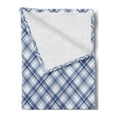 thumbnail image 2 of Navy Plaid Soft Flannel Fleece Throw Blanket, Arrangement of Overlapped Diagonal Lines Fashion Print, Cozy Plush for Indoor and Outdoor Use, 50" x 60", Azure Blue Sky Blue, by Ambesonne, 2 of 5