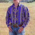 thumbnail image 1 of Camisas con botones para hombre, estilo vaquero occidental, estilo retro, informal, para fiestas, tribales, étnicas, tótem, , nuevo estilo, superventas, tallas europeas, 1 of 6