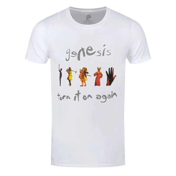 Genesis - Camiseta Turn It On Again para Adultos Unisex (Blanco)